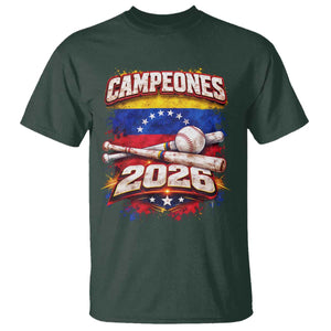 Venezuela Campeones 2026 Baseball Championship T Shirt Vintage Venezuelan Flag TS11 Dark Forest Green Print Your Wear