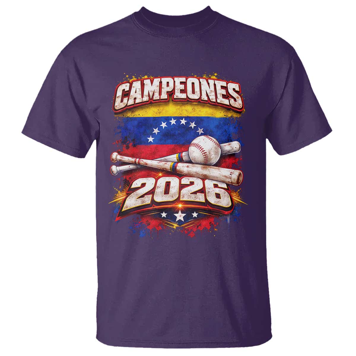 Venezuela Campeones 2026 Baseball Championship T Shirt Vintage Venezuelan Flag TS11 Purple Print Your Wear