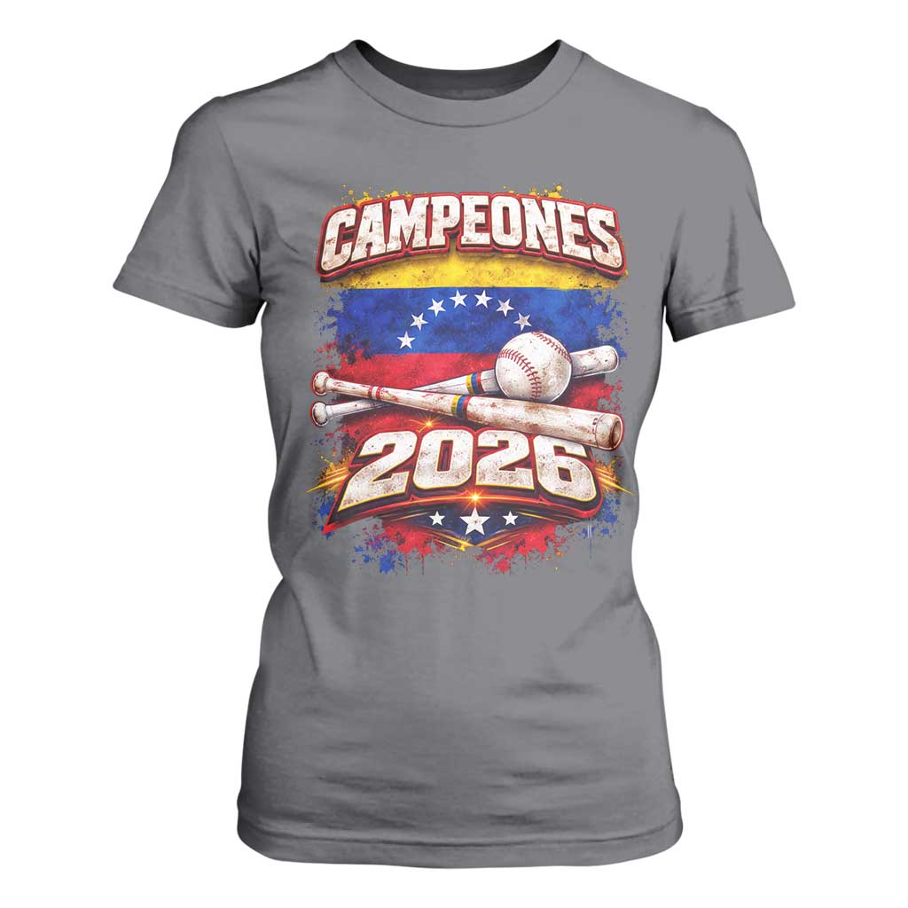 Venezuela Campeones 2026 Baseball Championship T Shirt For Women Vintage Venezuelan Flag TS11 Charcoal Print Your Wear