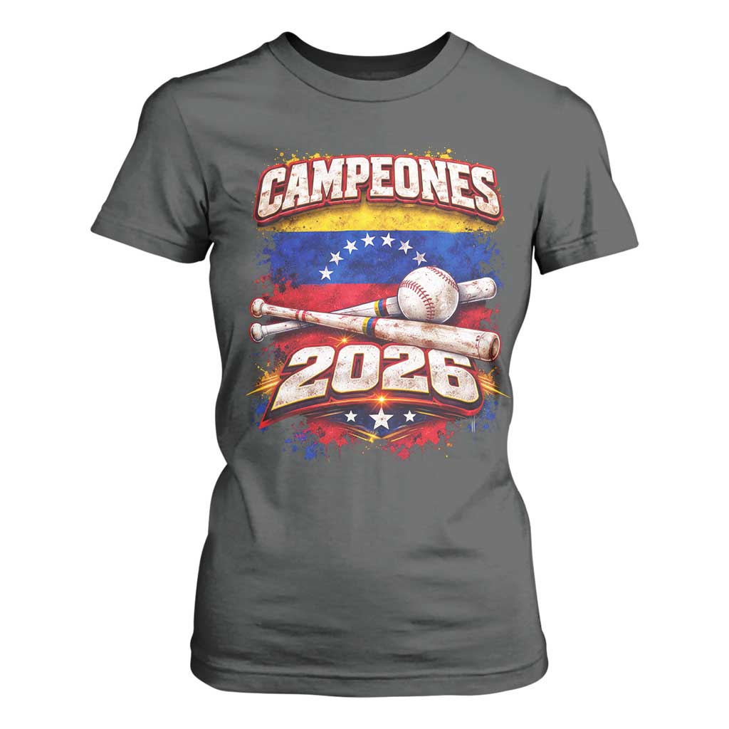 Venezuela Campeones 2026 Baseball Championship T Shirt For Women Vintage Venezuelan Flag TS11 Dark Heather Print Your Wear