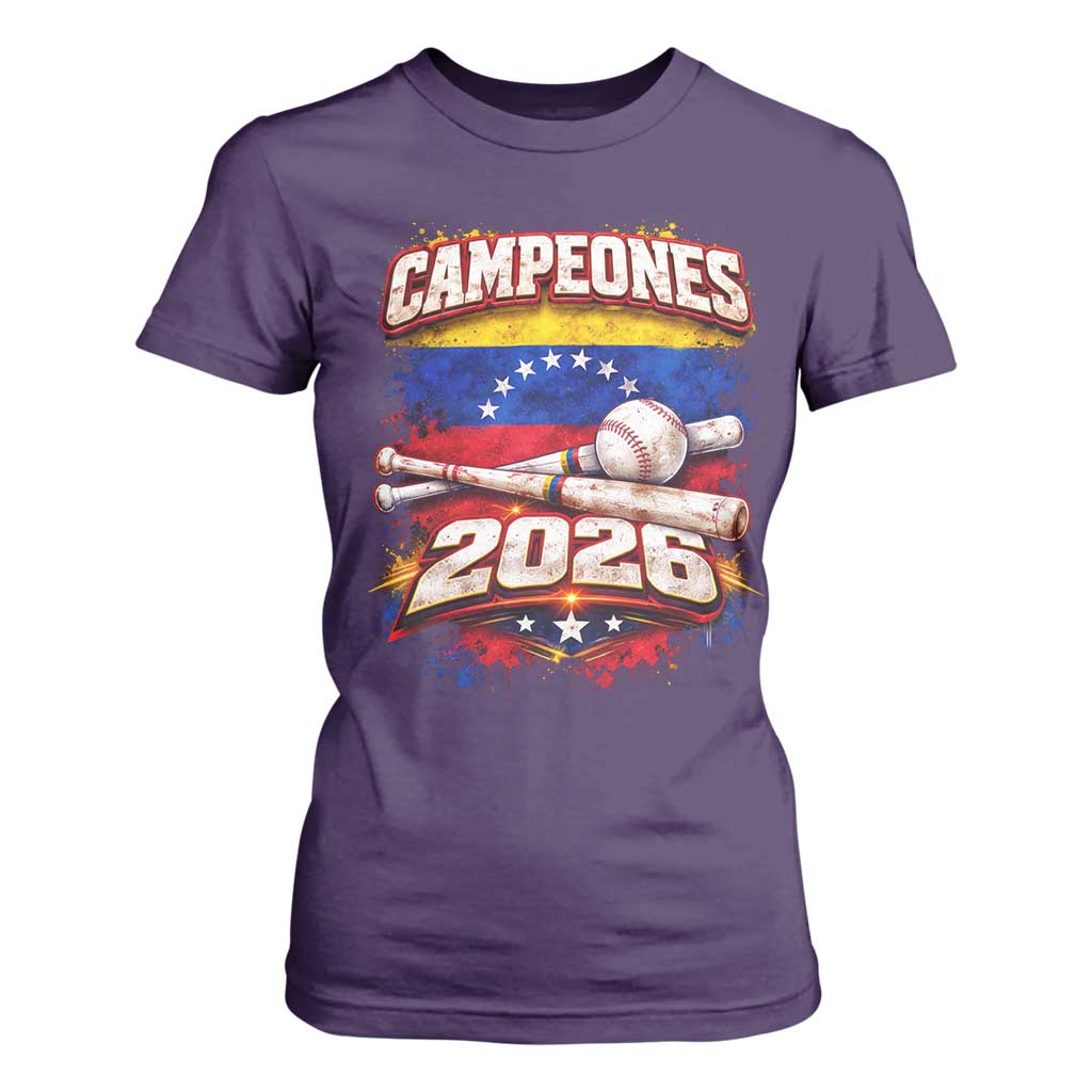 Venezuela Campeones 2026 Baseball Championship T Shirt For Women Vintage Venezuelan Flag TS11 Purple Print Your Wear