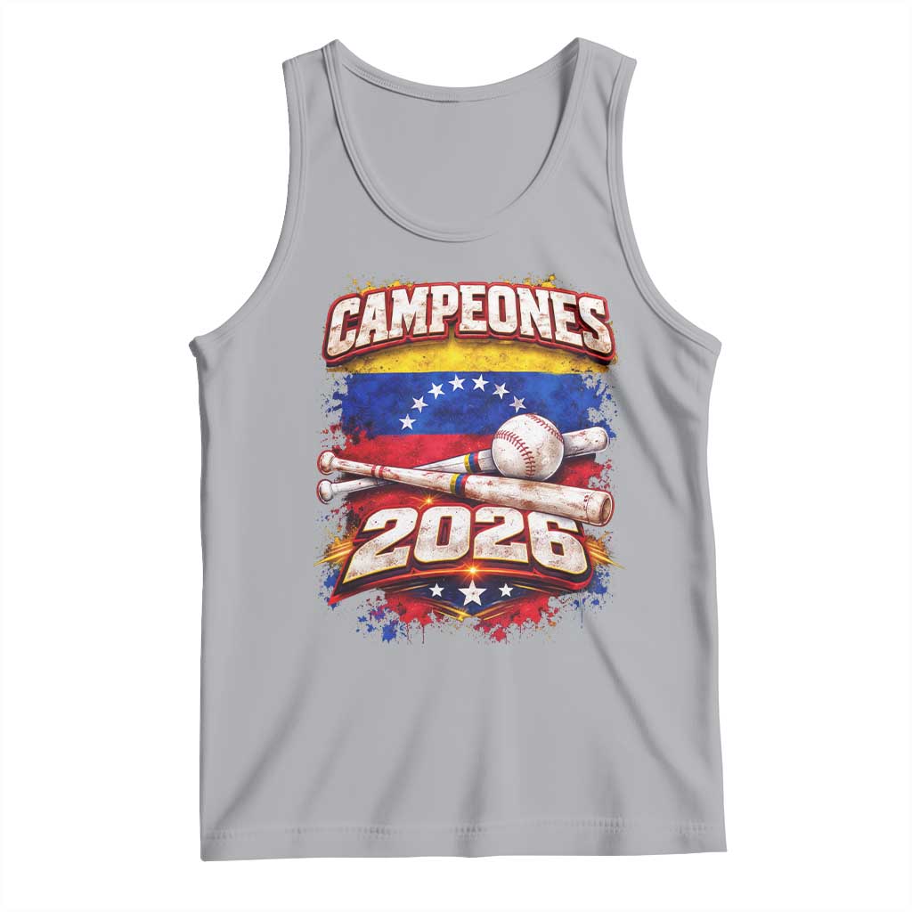 Venezuela Campeones 2026 Baseball Championship Tank Top Vintage Venezuelan Flag TS11 Athletic Heather Print Your Wear