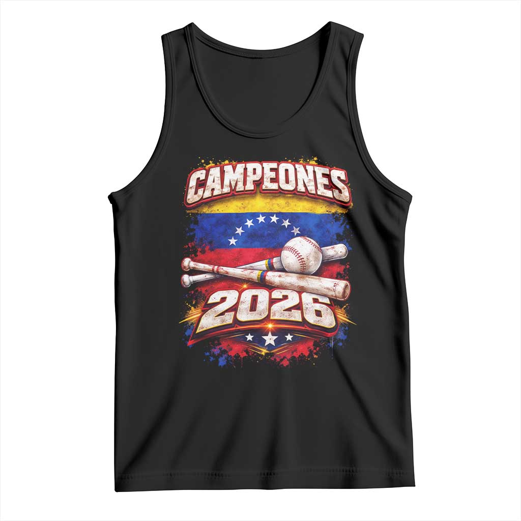 Venezuela Campeones 2026 Baseball Championship Tank Top Vintage Venezuelan Flag TS11 Black Print Your Wear