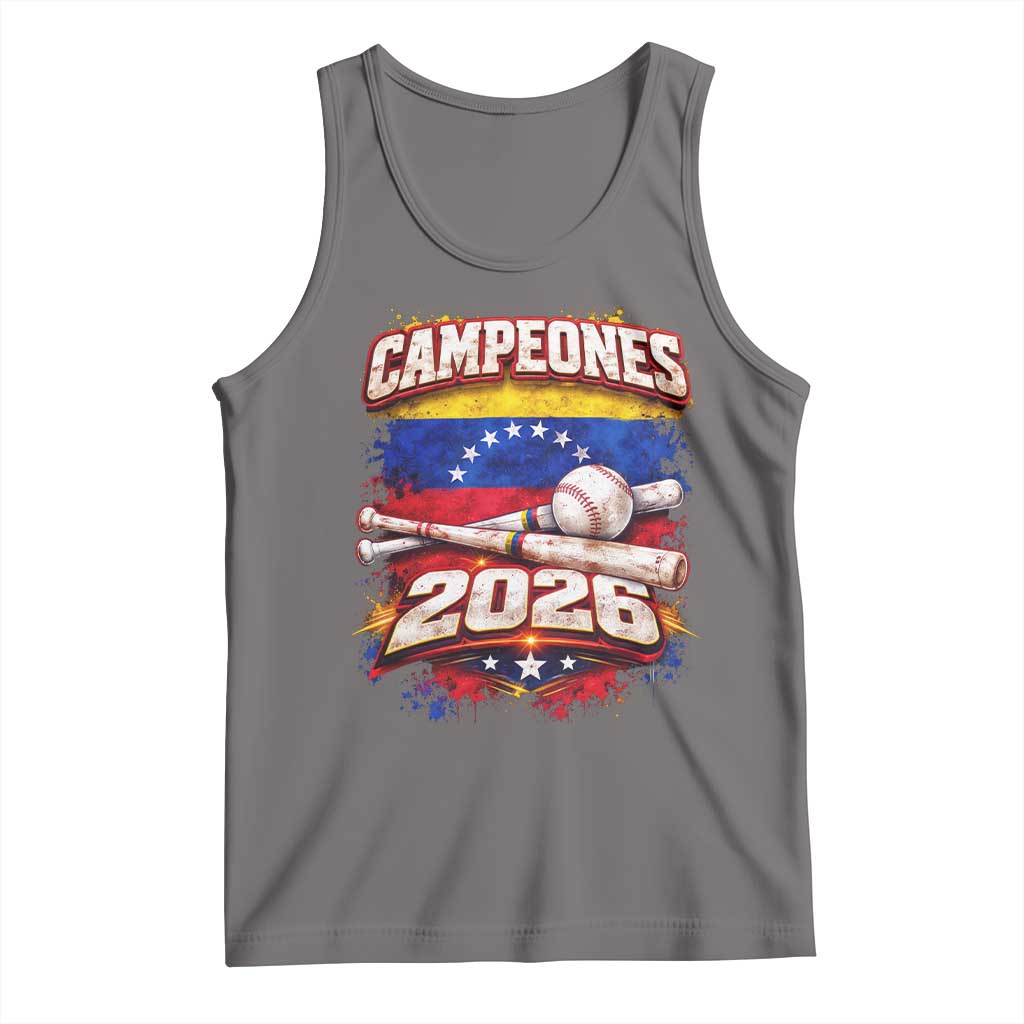 Venezuela Campeones 2026 Baseball Championship Tank Top Vintage Venezuelan Flag TS11 Deep Heather Print Your Wear