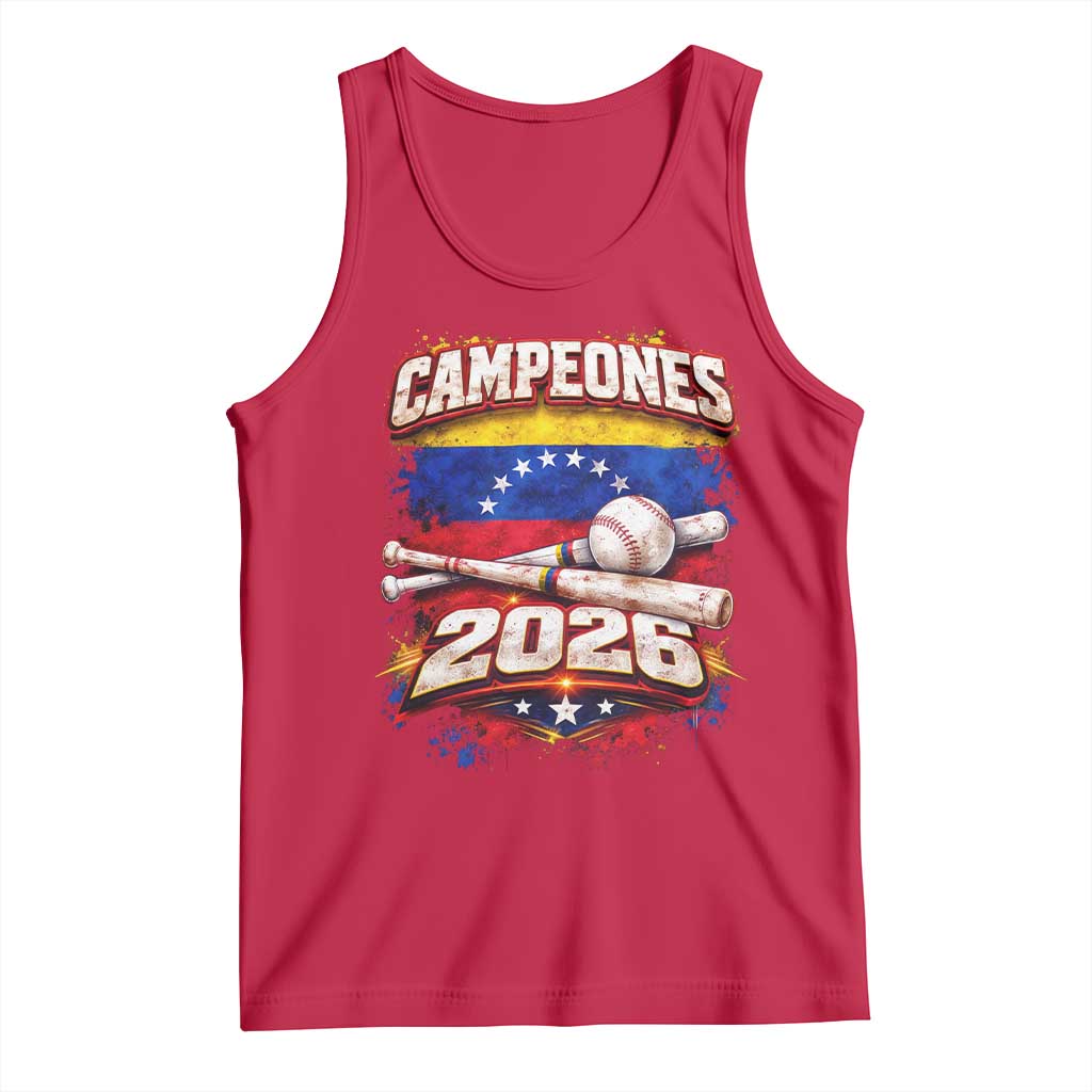Venezuela Campeones 2026 Baseball Championship Tank Top Vintage Venezuelan Flag TS11 Red Print Your Wear