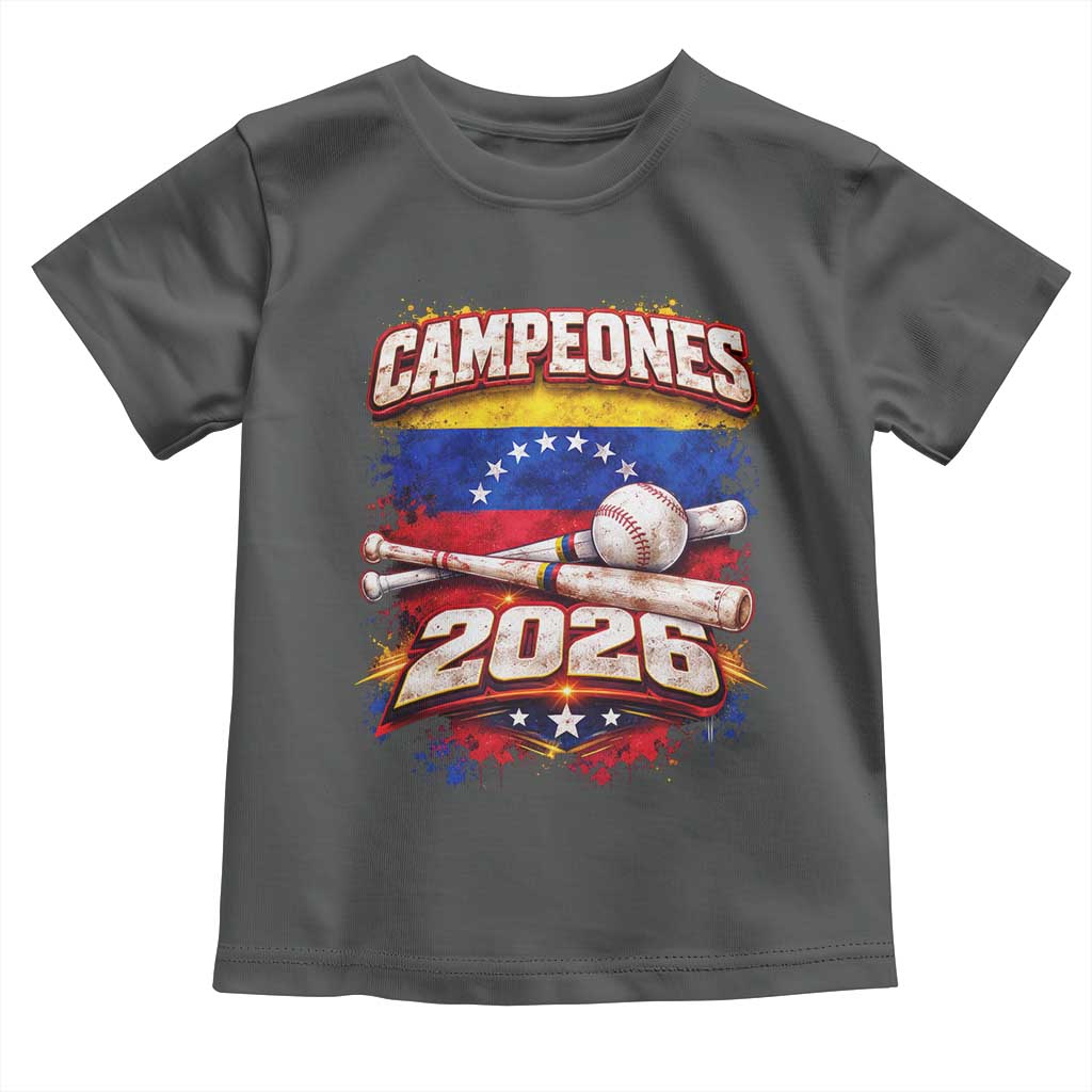Venezuela Campeones 2026 Baseball Championship Toddler T Shirt Vintage Venezuelan Flag TS11 Dark Heather Print Your Wear