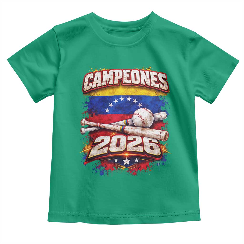 Venezuela Campeones 2026 Baseball Championship Toddler T Shirt Vintage Venezuelan Flag TS11 Irish Green Print Your Wear