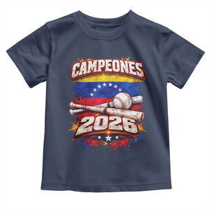 Venezuela Campeones 2026 Baseball Championship Toddler T Shirt Vintage Venezuelan Flag TS11 Navy Print Your Wear