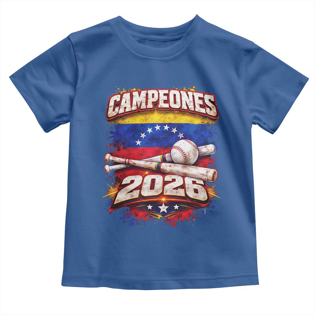 Venezuela Campeones 2026 Baseball Championship Toddler T Shirt Vintage Venezuelan Flag TS11 Royal Blue Print Your Wear