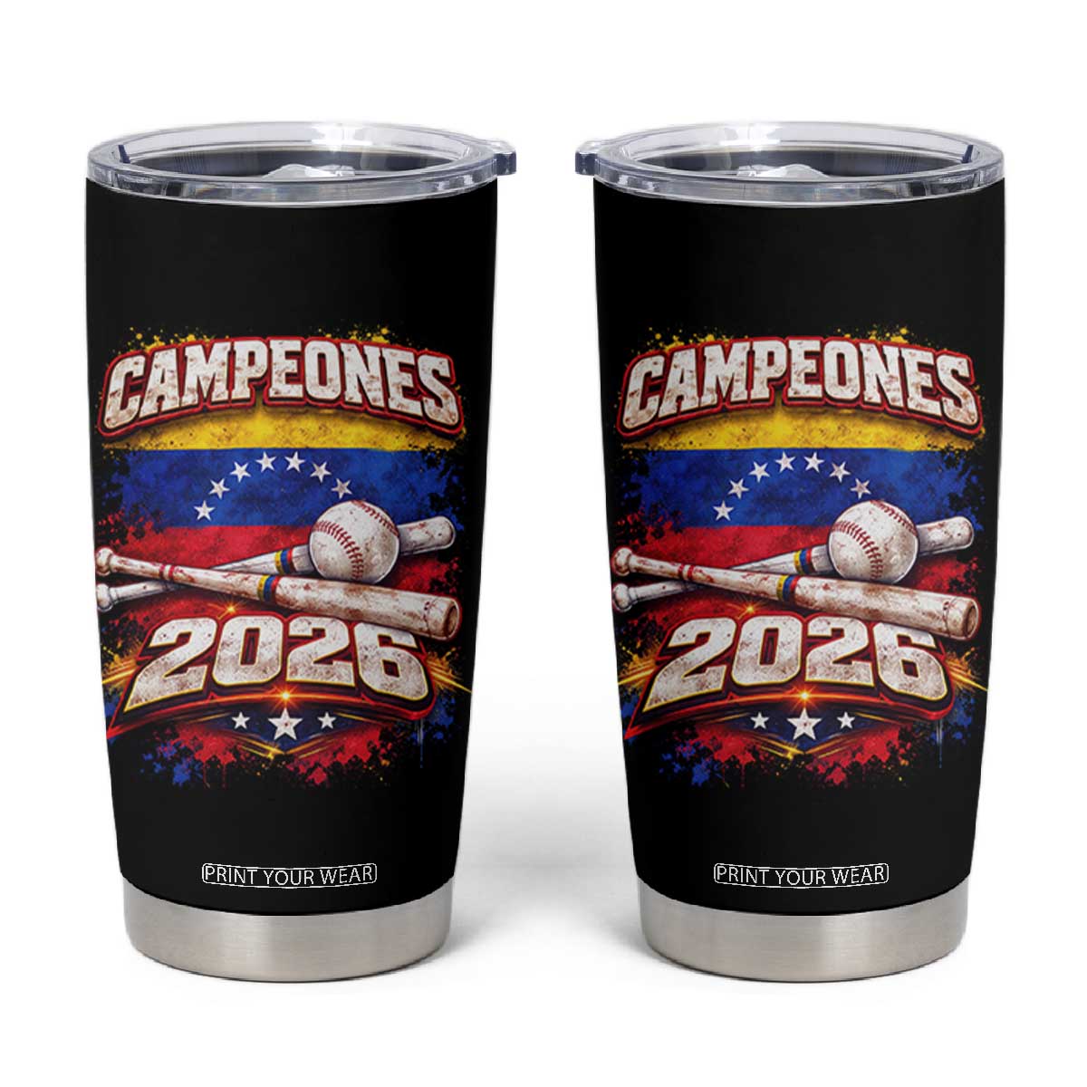 Venezuela Campeones 2026 Baseball Championship Tumbler Cup Vintage Venezuelan Flag TS11 Black Print Your Wear