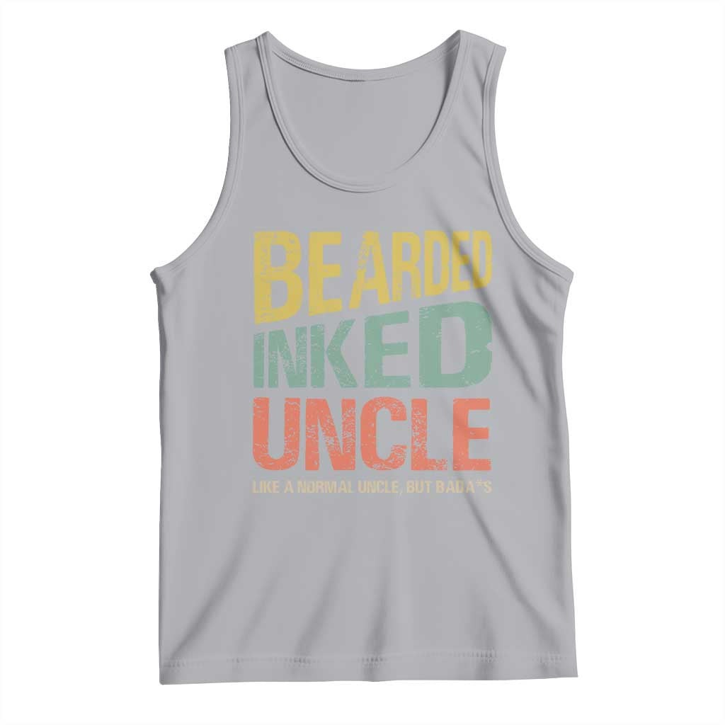 Funny Bearded Inked Uncle Like A Normal Uncle But Badass Tank Top Father's Day TS11 Athletic Heather Print Your Wear