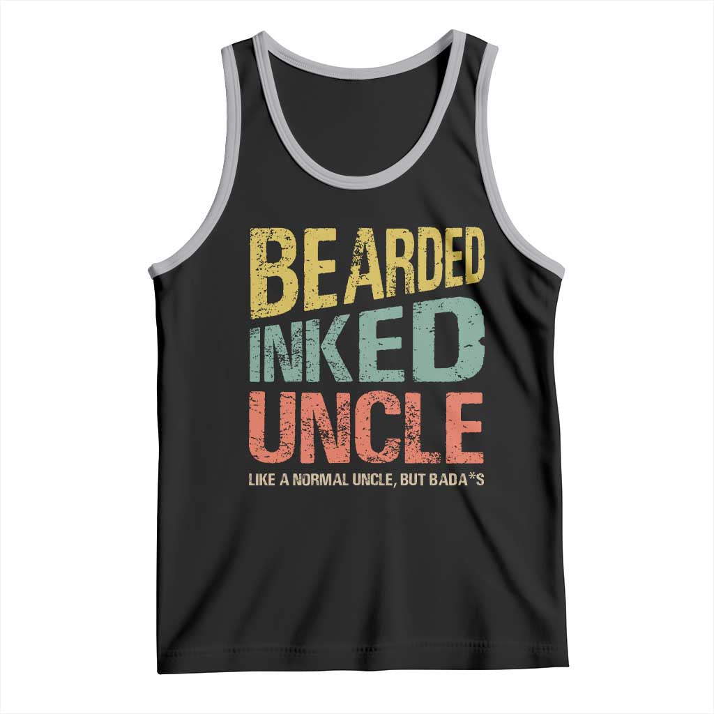 Funny Bearded Inked Uncle Like A Normal Uncle But Badass Tank Top Father's Day TS11 Black Athletic Heather Print Your Wear