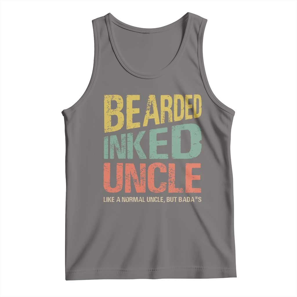 Funny Bearded Inked Uncle Like A Normal Uncle But Badass Tank Top Father's Day TS11 Deep Heather Print Your Wear