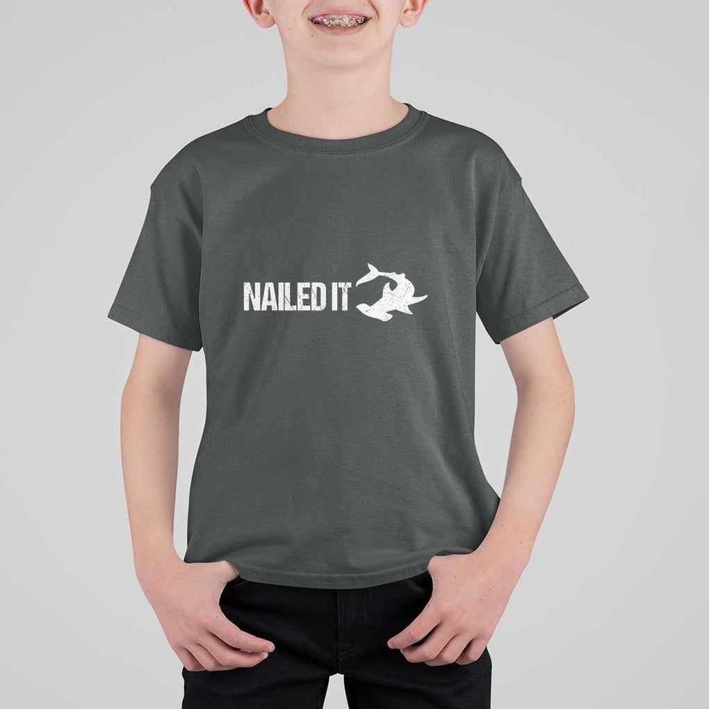Funny Hammerhead Shark T Shirt For Kid Nailed It Shark Lover TS11 Dark Heather Print Your Wear