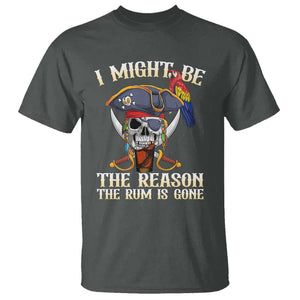 Funny Pirates T Shirt I Might Be The Reason The Rum Is Gone Skull Captain TS11 Dark Heather Print Your Wear