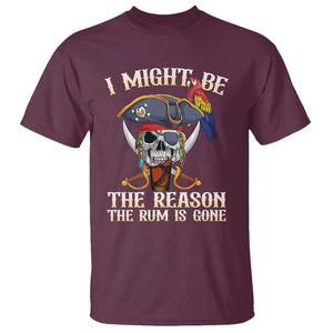 Funny Pirates T Shirt I Might Be The Reason The Rum Is Gone Skull Captain TS11 Maroon Print Your Wear