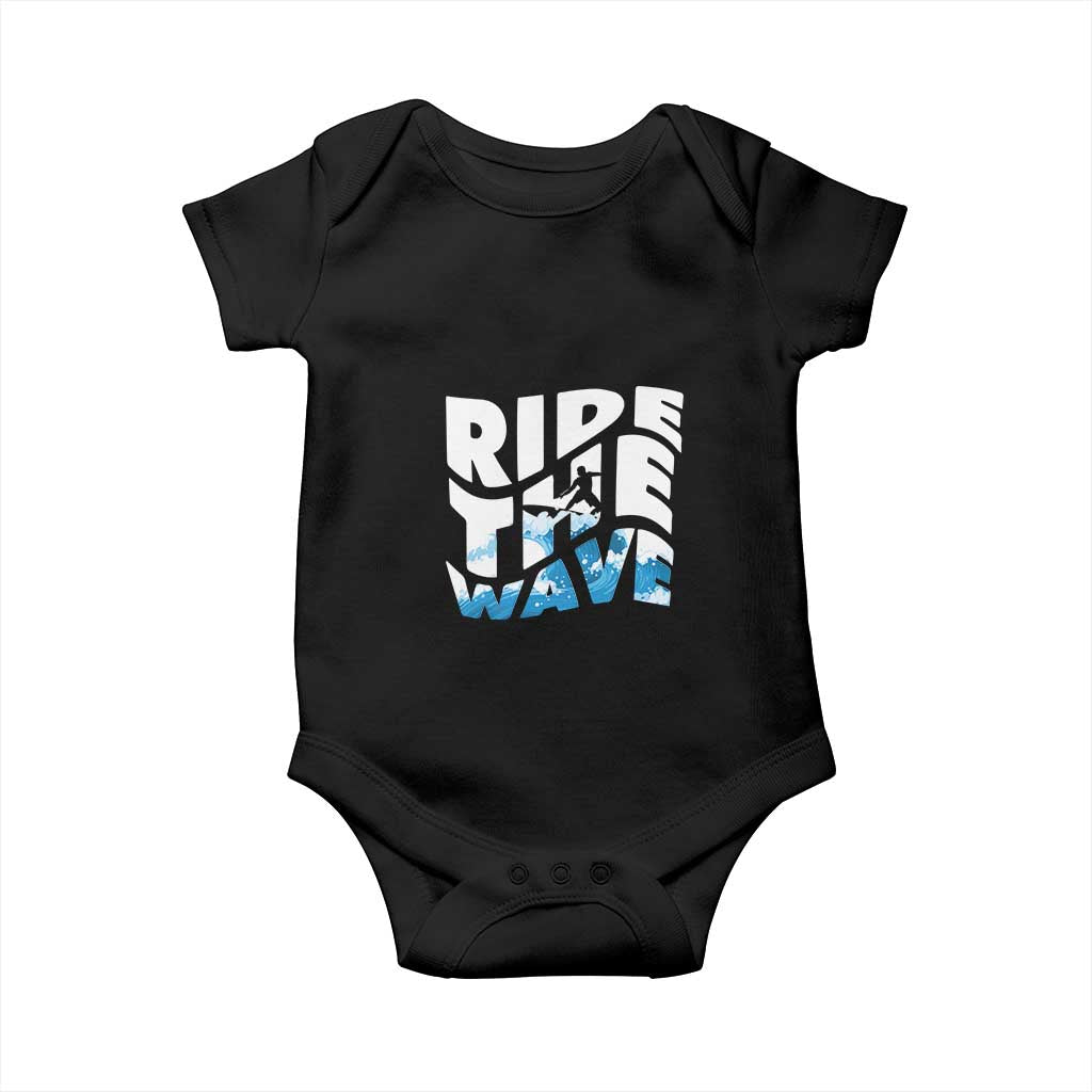 Surfing Baby Onesie Ride The Wave Surfer Boardsport Wave TS11 Black Print Your Wear