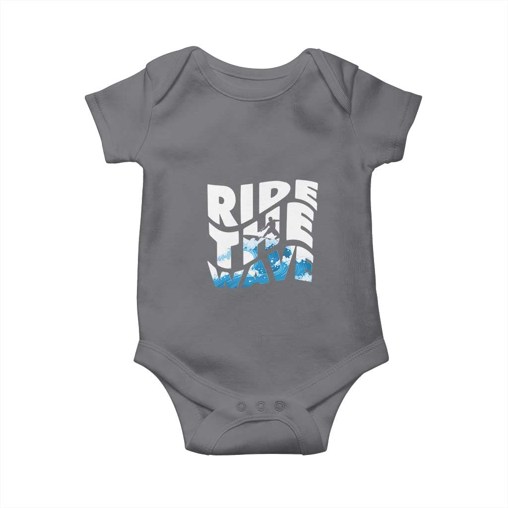 Surfing Baby Onesie Ride The Wave Surfer Boardsport Wave TS11 Charcoal Print Your Wear