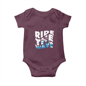 Surfing Baby Onesie Ride The Wave Surfer Boardsport Wave TS11 Maroon Print Your Wear