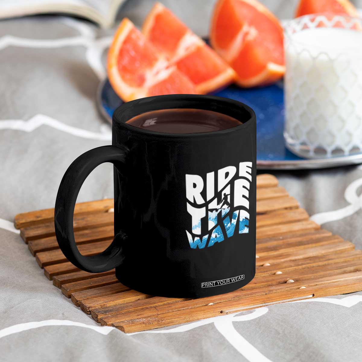 Surfing Coffee Mug Ride The Wave Surfer Boardsport Wave TS11 Print Your Wear