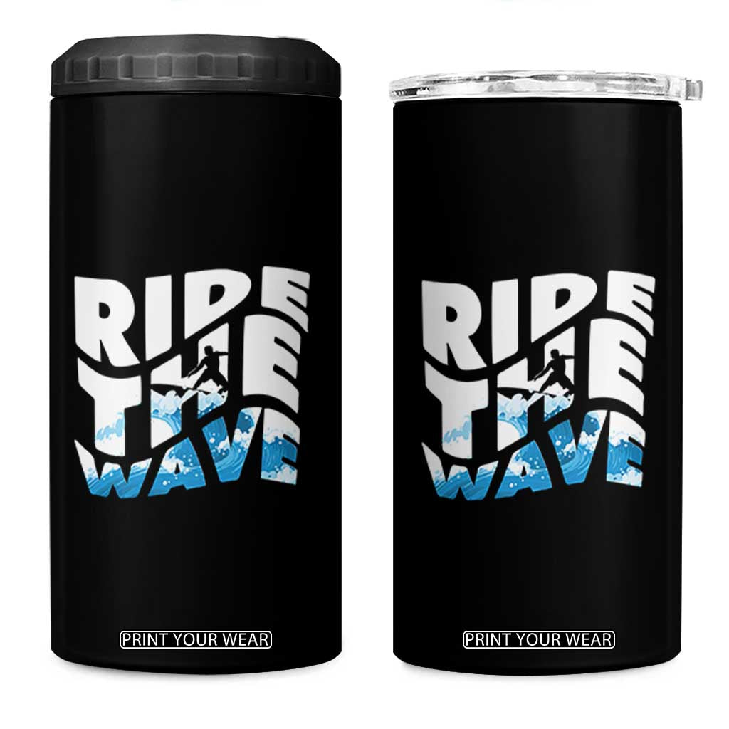 Surfing 4 in 1 Can Cooler Tumbler Ride The Wave Surfer Boardsport Wave TS11 One Size: 16 oz Black Print Your Wear