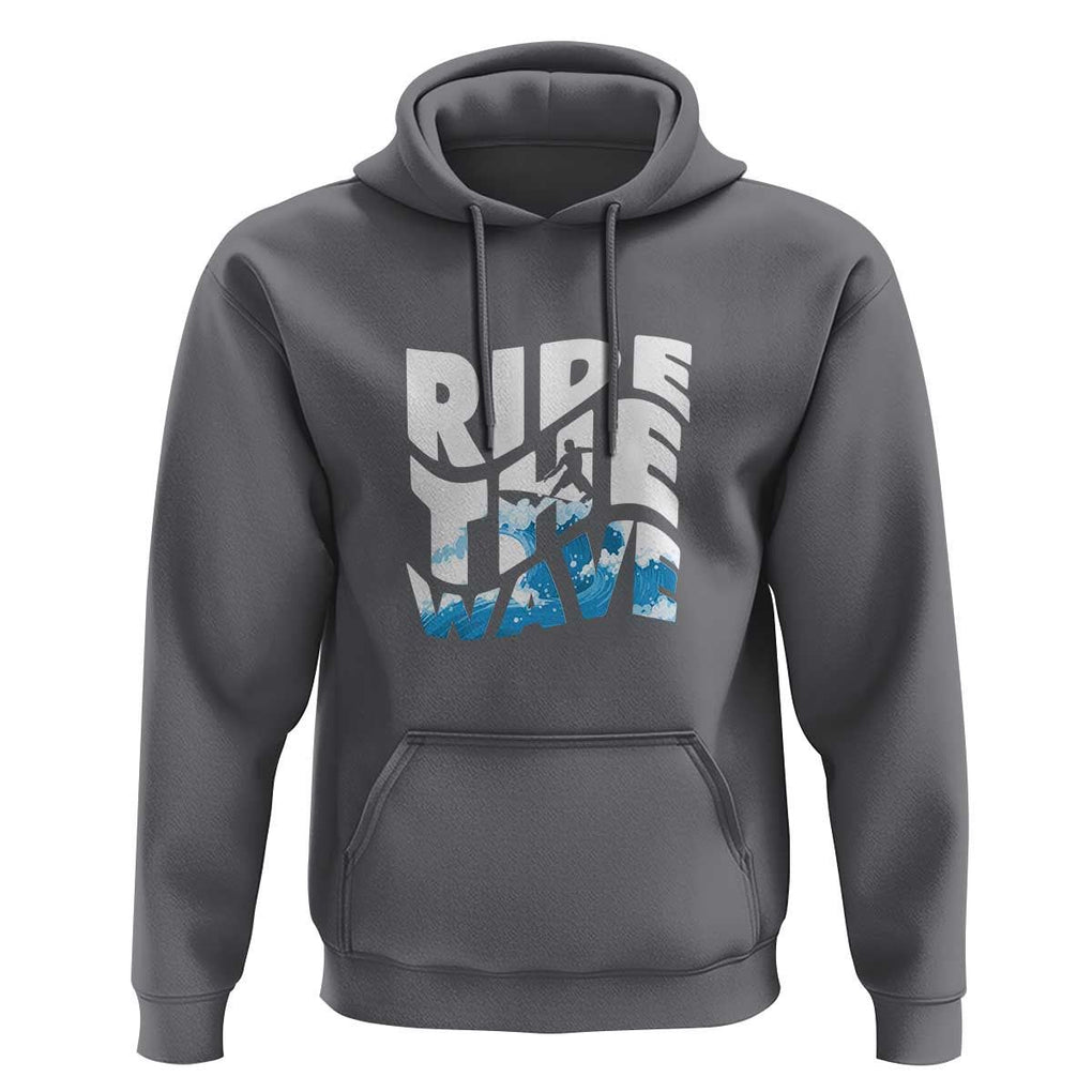 Surfing Hoodie Ride The Wave Surfer Boardsport Wave TS11 Charcoal Print Your Wear