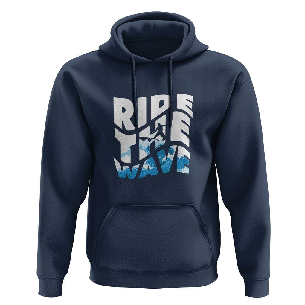 Surfing Hoodie Ride The Wave Surfer Boardsport Wave TS11 Navy Print Your Wear