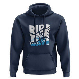 Surfing Hoodie Ride The Wave Surfer Boardsport Wave TS11 Navy Print Your Wear