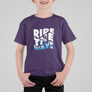 Surfing T Shirt For Kid Ride The Wave Surfer Boardsport Wave TS11 Purple Print Your Wear