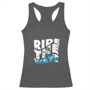 Surfing Racerback Tank Top Ride The Wave Surfer Boardsport Wave TS11 Dark Heather Print Your Wear