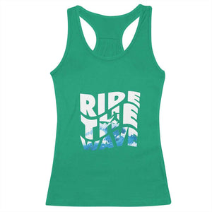 Surfing Racerback Tank Top Ride The Wave Surfer Boardsport Wave TS11 Irish Green Print Your Wear