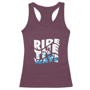 Surfing Racerback Tank Top Ride The Wave Surfer Boardsport Wave TS11 Maroon Print Your Wear