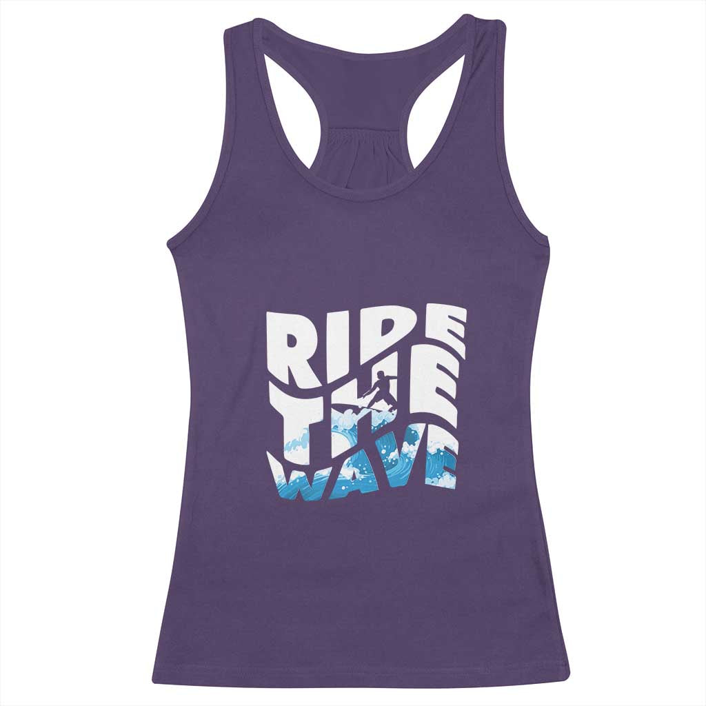 Surfing Racerback Tank Top Ride The Wave Surfer Boardsport Wave TS11 Purple Print Your Wear