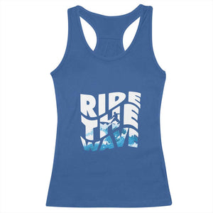 Surfing Racerback Tank Top Ride The Wave Surfer Boardsport Wave TS11 Royal Blue Print Your Wear