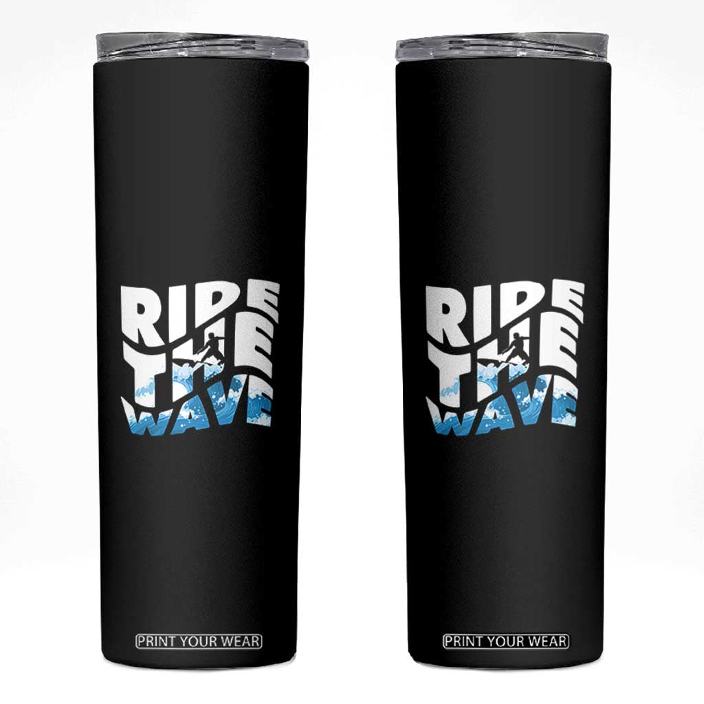 Surfing Skinny Tumbler Ride The Wave Surfer Boardsport Wave TS11 Black Print Your Wear