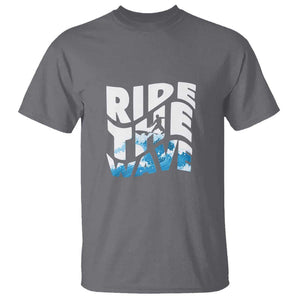 Surfing T Shirt Ride The Wave Surfer Boardsport Wave TS11 Charcoal Print Your Wear