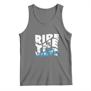 Surfing Tank Top Ride The Wave Surfer Boardsport Wave TS11 Black Heather Print Your Wear