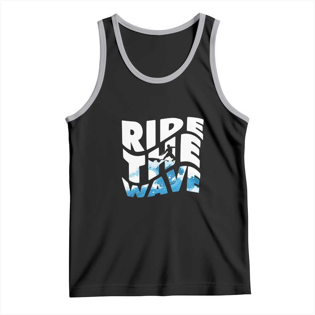 Surfing Tank Top Ride The Wave Surfer Boardsport Wave TS11 Black Athletic Heather Print Your Wear