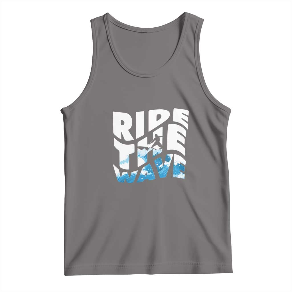Surfing Tank Top Ride The Wave Surfer Boardsport Wave TS11 Deep Heather Print Your Wear