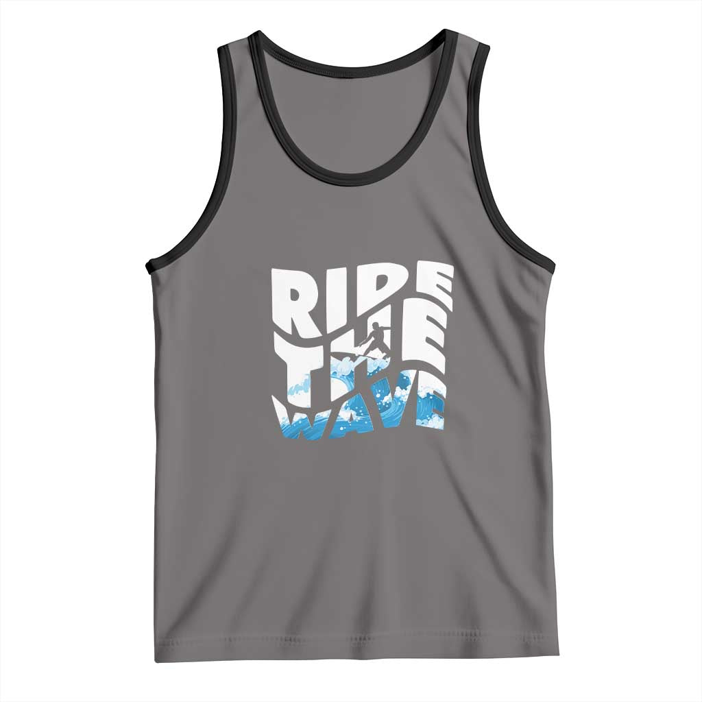 Surfing Tank Top Ride The Wave Surfer Boardsport Wave TS11 Deep Heather Black Print Your Wear