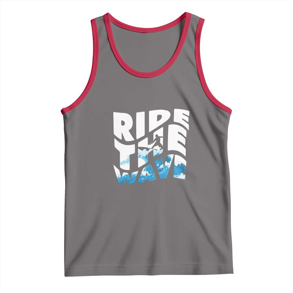 Surfing Tank Top Ride The Wave Surfer Boardsport Wave TS11 Deep Heather Red Print Your Wear