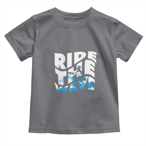 Surfing Toddler T Shirt Ride The Wave Surfer Boardsport Wave TS11 Charcoal Print Your Wear