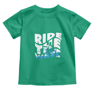 Surfing Toddler T Shirt Ride The Wave Surfer Boardsport Wave TS11 Irish Green Print Your Wear