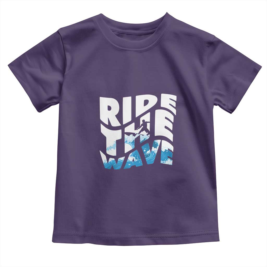 Surfing Toddler T Shirt Ride The Wave Surfer Boardsport Wave TS11 Purple Print Your Wear