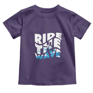 Surfing Toddler T Shirt Ride The Wave Surfer Boardsport Wave TS11 Purple Print Your Wear