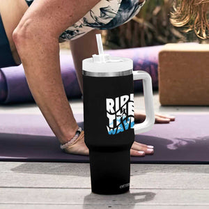 Surfing Tumbler With Handle Ride The Wave Surfer Boardsport Wave TS11 Print Your Wear