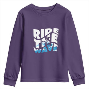 Surfing Youth Sweatshirt Ride The Wave Surfer Boardsport Wave TS11 Purple Print Your Wear