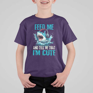 Shark Lover T Shirt For Kid Feed Me And Tell Me That I'm Cute Ocean TS11 Purple Print Your Wear