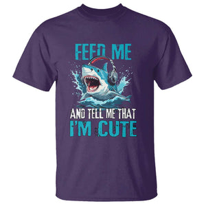 Shark Lover T Shirt Feed Me And Tell Me That I'm Cute Ocean TS11 Purple Print Your Wear