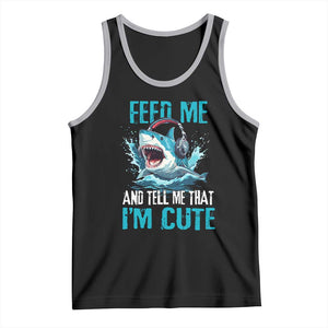 Shark Lover Tank Top Feed Me And Tell Me That I'm Cute Ocean TS11 Black Athletic Heather Print Your Wear